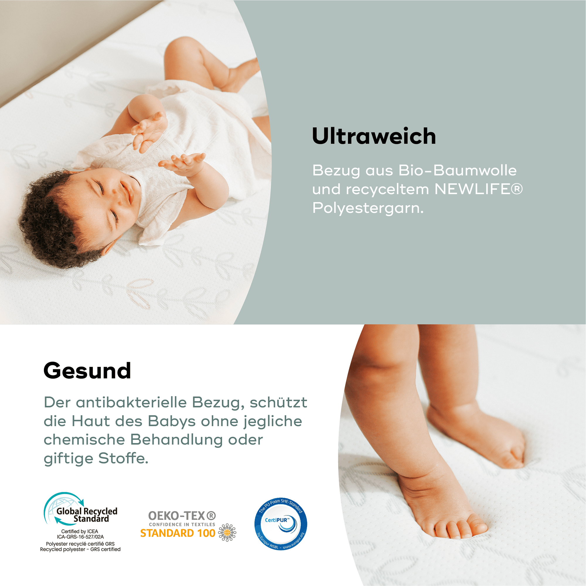 Matratzen 60 x 120 cm, babymoov, Weiß – Produktansicht