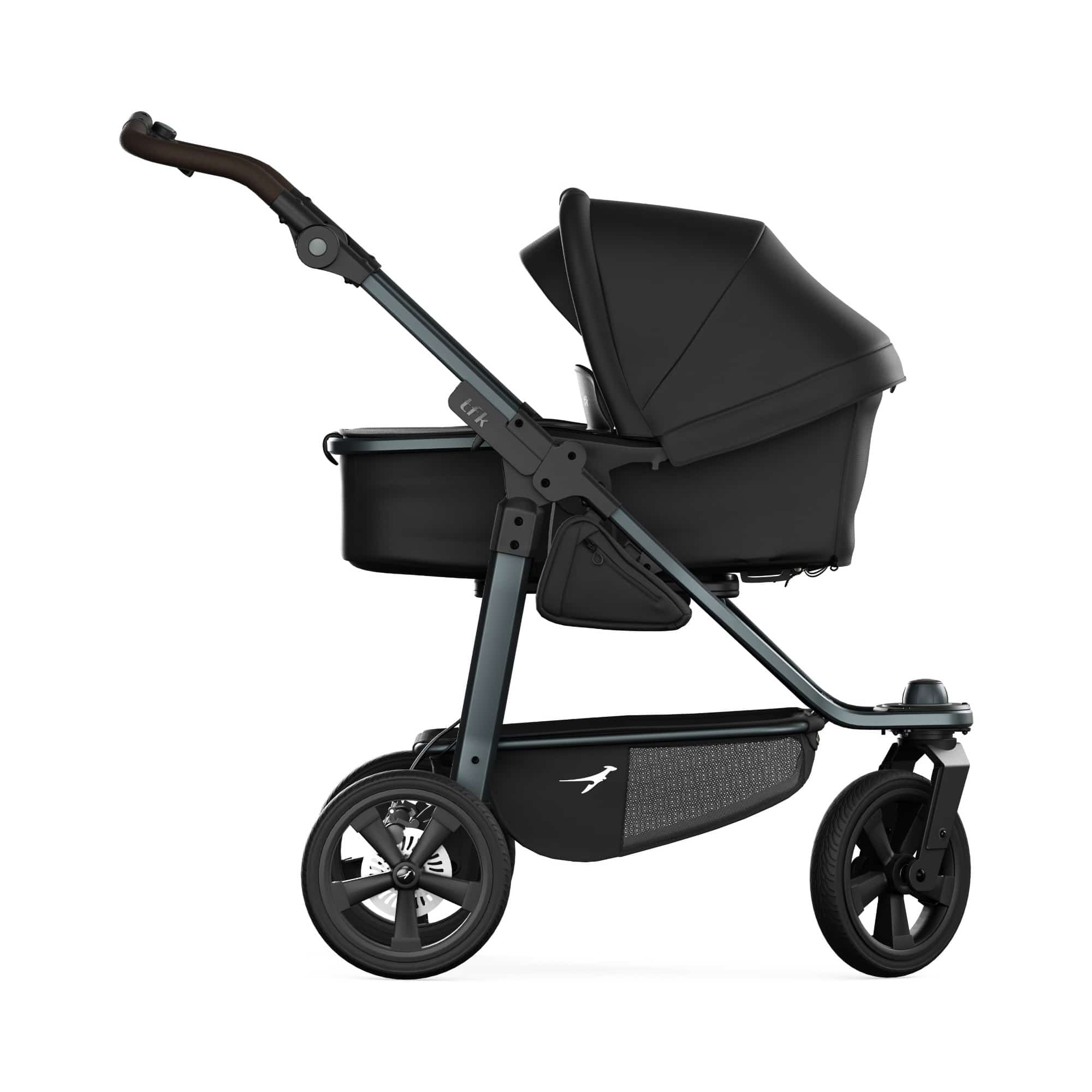 Kombi-Kinderwagen, tfk, Schwarz – Besonderheit: Wanne mit großer Liegefläche