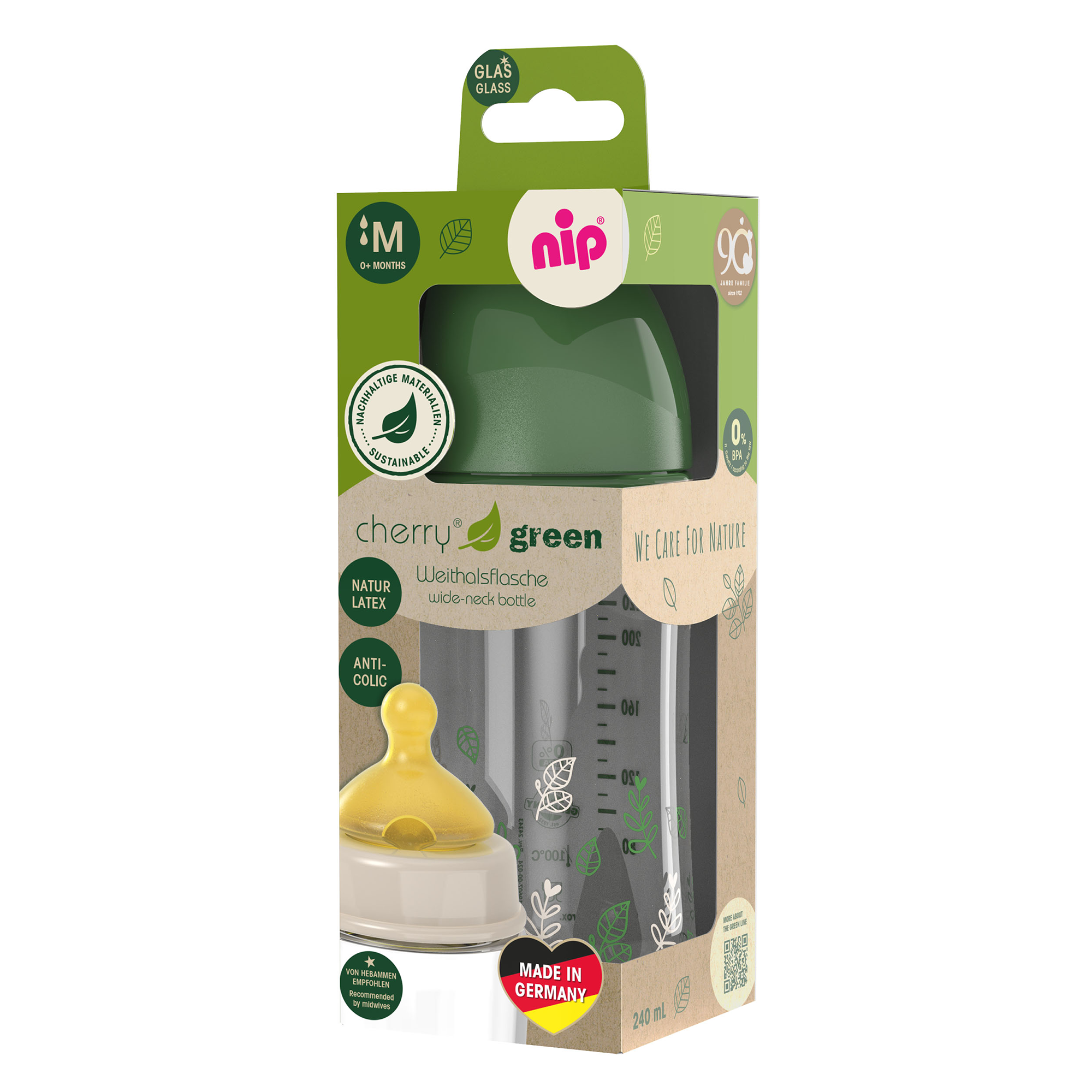 Babyfläschchen, nip, Grün – Produktansicht
