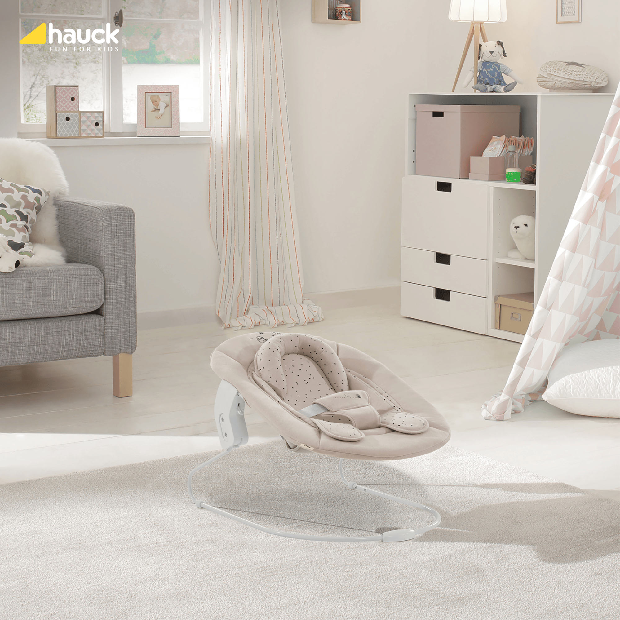 Wippen, DISNEY baby, Beige – Besonderheit: Wippe und Hochstuhlaufsatz in einem