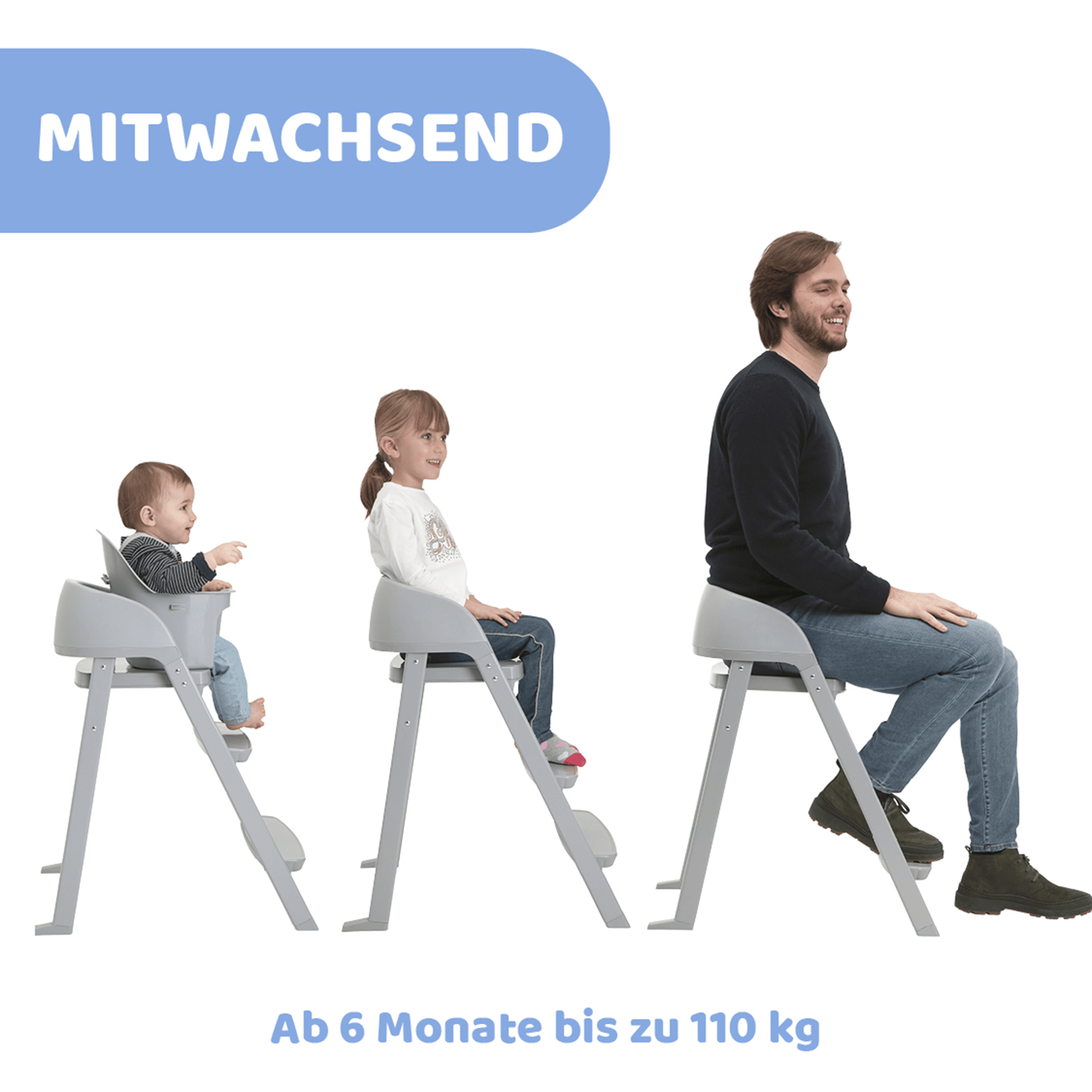 Klapphochstühle, chicco, Grau – Produktansicht