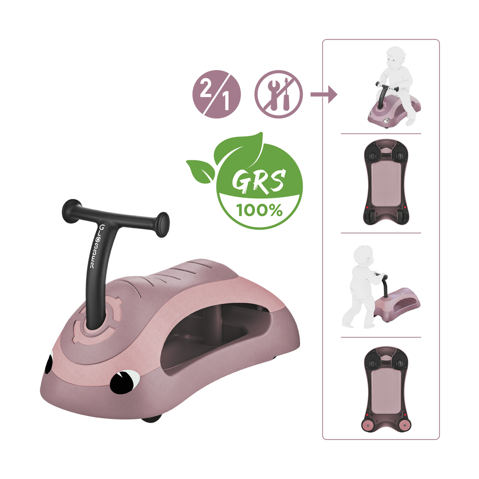 Lauflernwagen, GLOBBER, Pink – Produktansicht