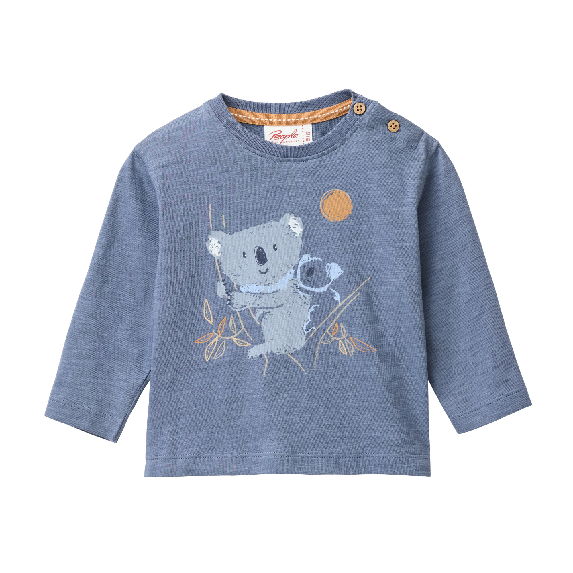 Langarmshirts, People Wear Organic, Blau – Produktansicht