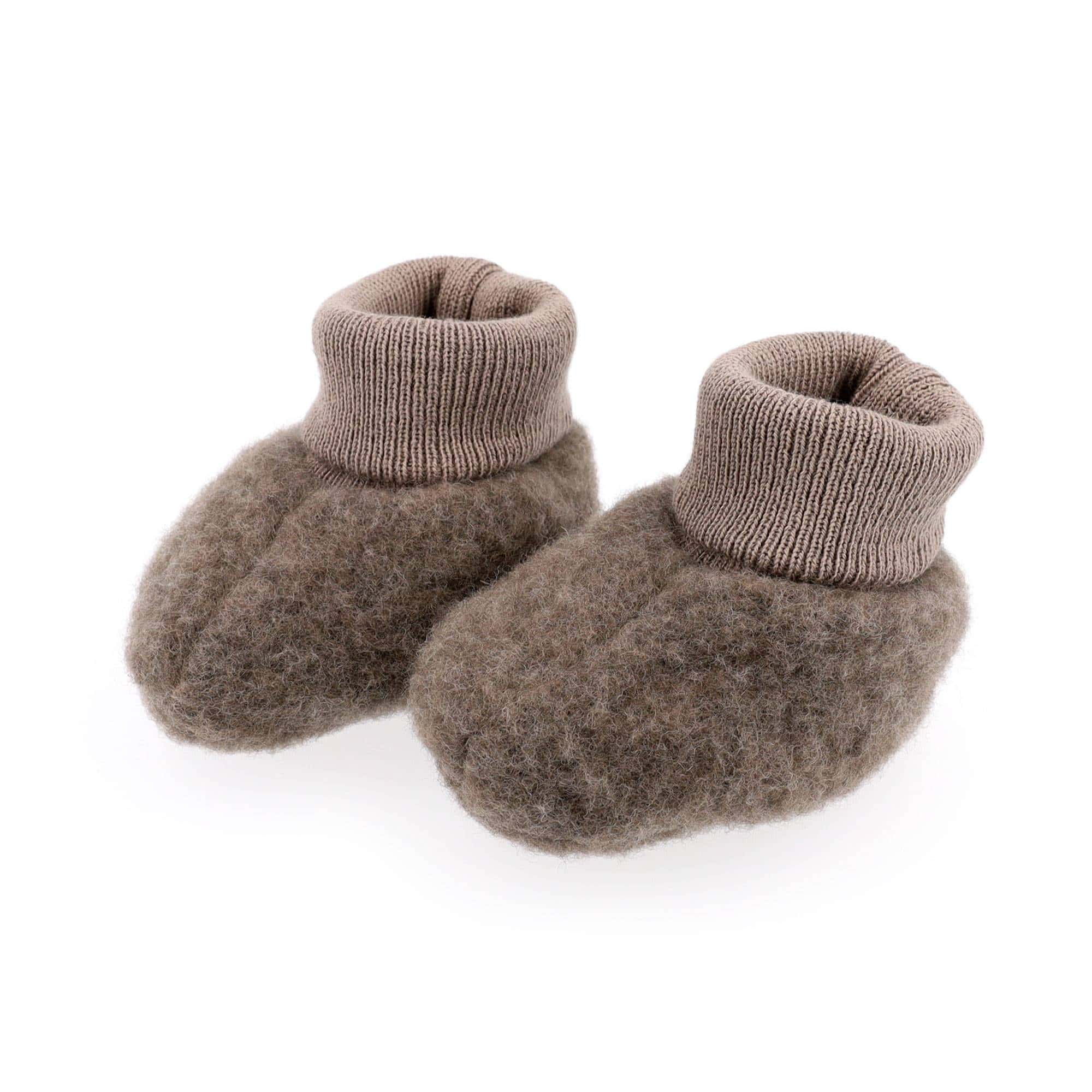 Babyschuhe, MaxiMo, Braun – Besonderheit: aus Wolle und Baumwolle