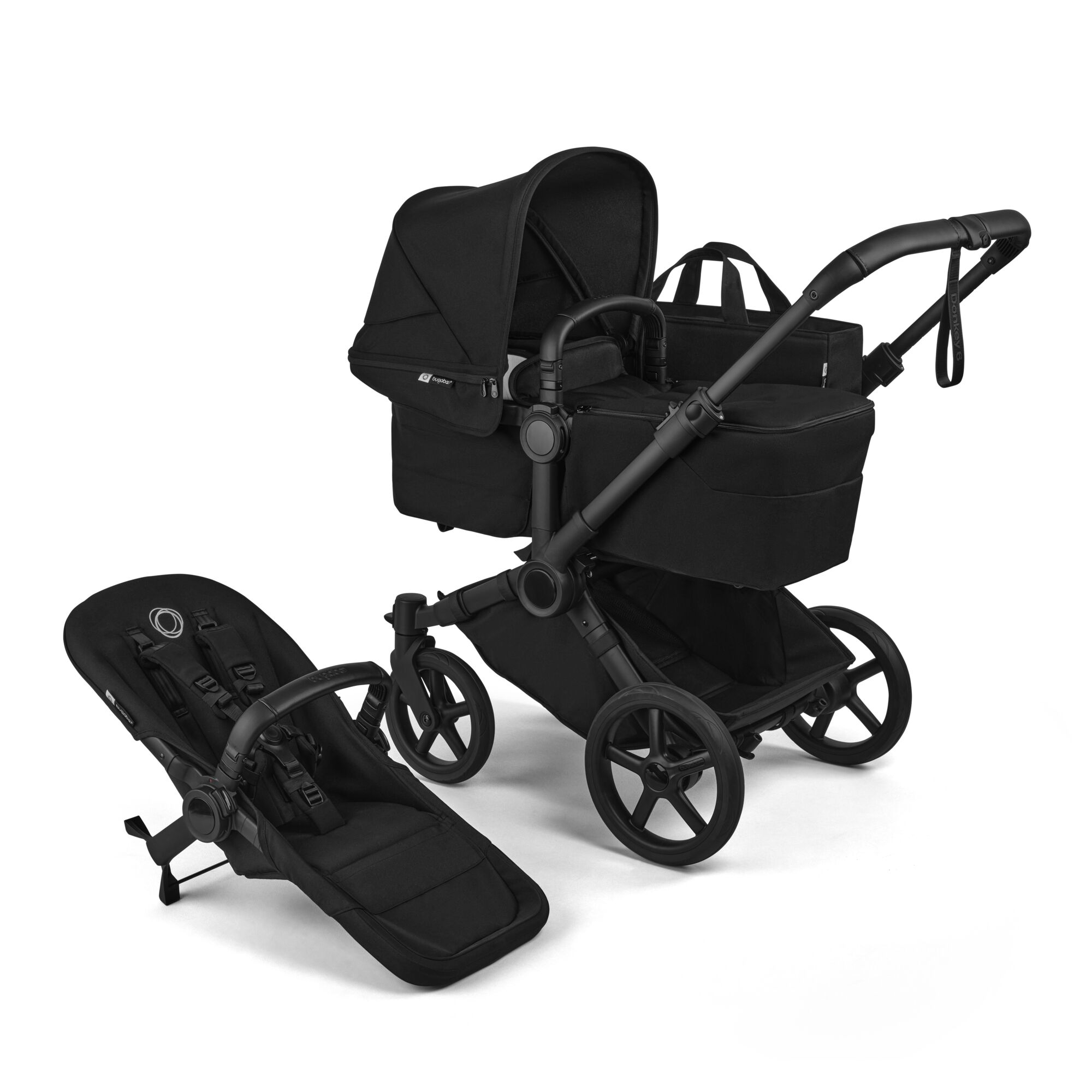 Kombi-Kinderwagen, bugaboo, Schwarz – Besonderheit: Liegeaufsatz mit PureBreeze™-Matratze für optimale Unterstützung von Neugeborenen