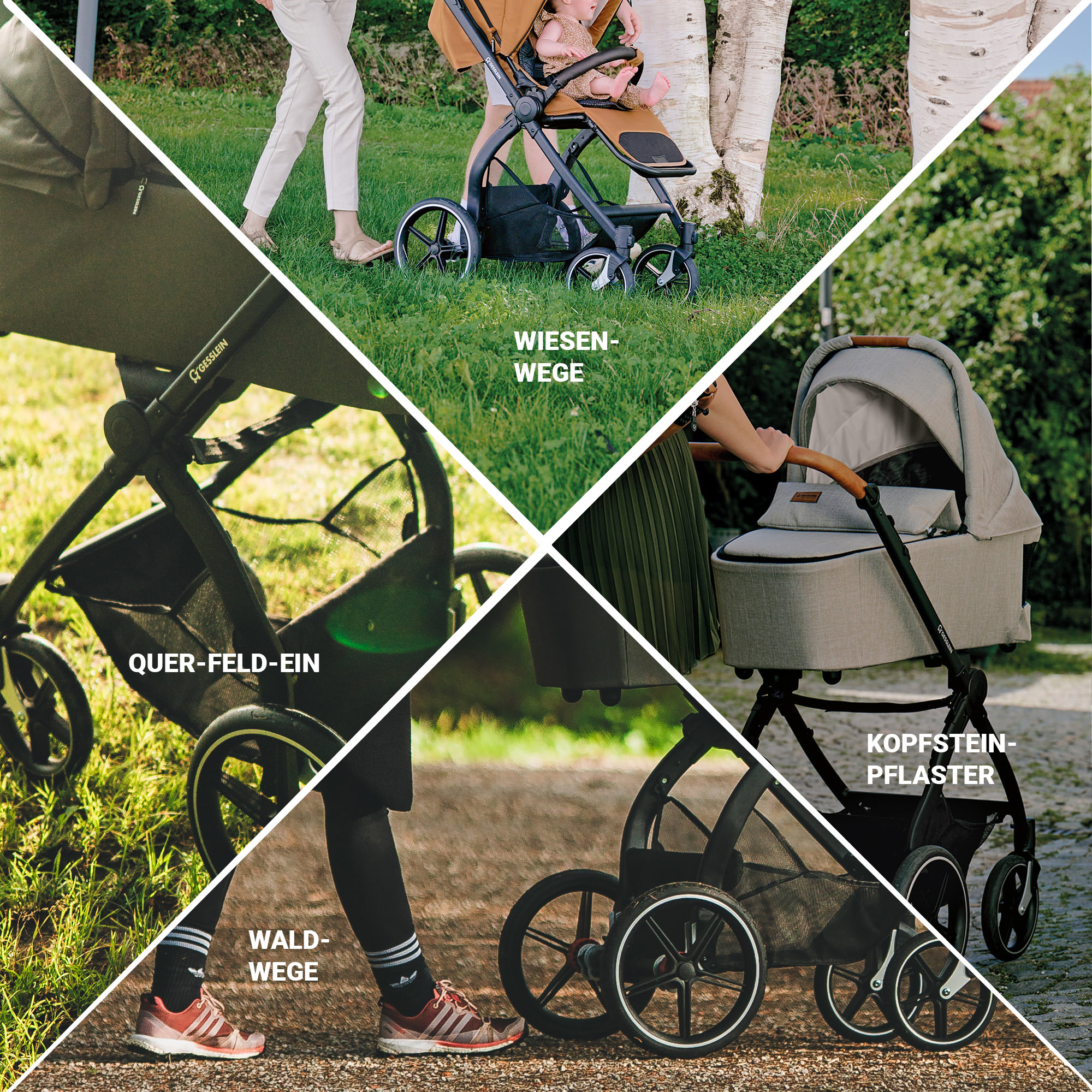 Kombi-Kinderwagen, GESSLEIN, Schwarz – Produktansicht