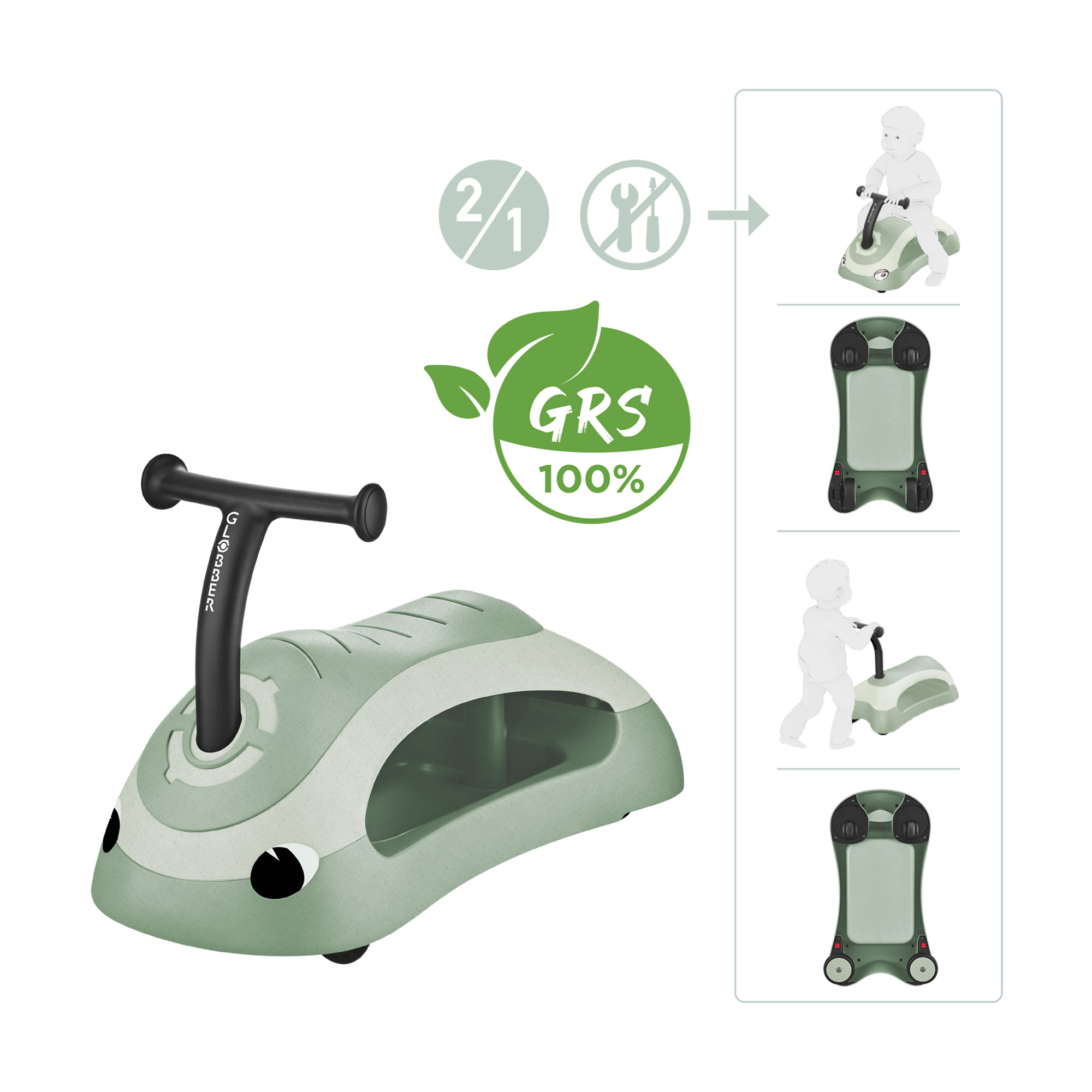 Lauflernwagen, GLOBBER, Grün – Produktansicht
