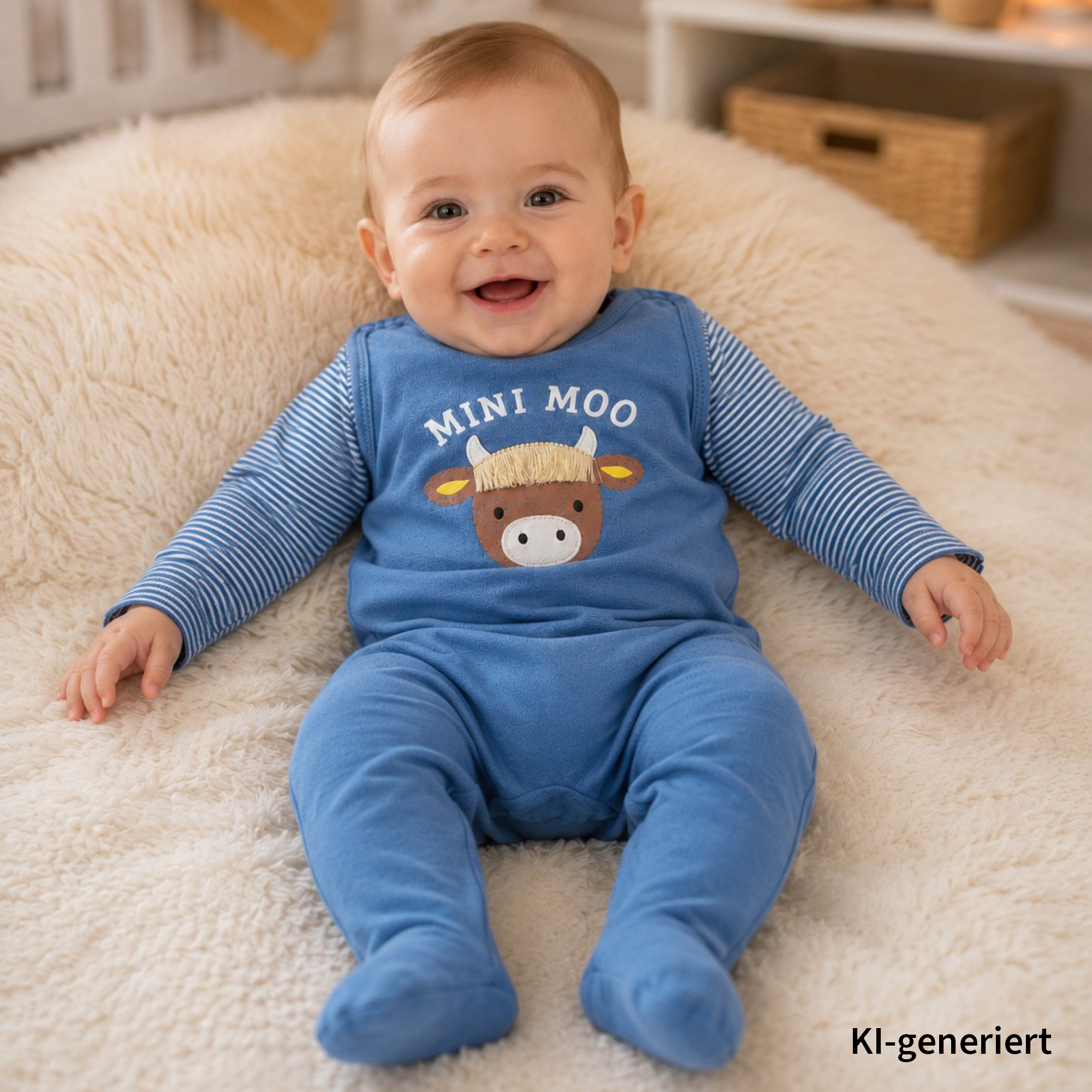 Strampler, LITTLE, Blau – Besonderheit: Set bestehend aus Strampler und Langarmshirt