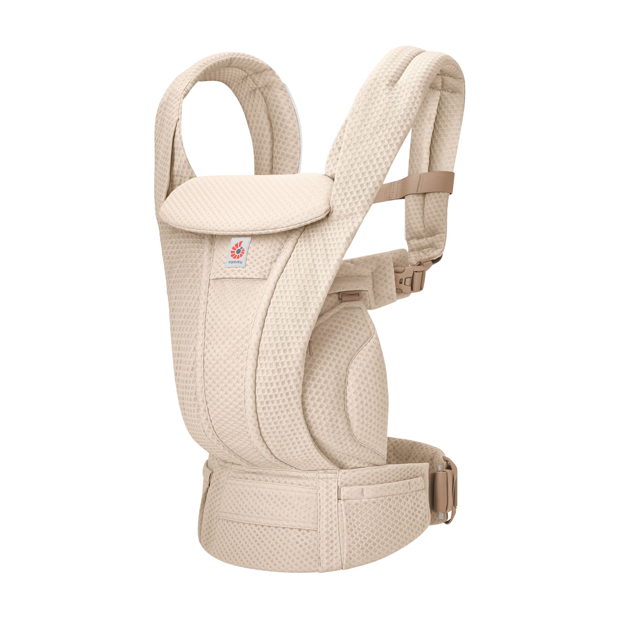 Fullbuckle Tragen, ERGObaby, Beige – Besonderheit: 4 ergonomische Tragepositionen (nach innen, nach außen, auf dem Rücken, auf der Hüfte) mit Lendenwirbelstütze zur Entlastung des Trägers
