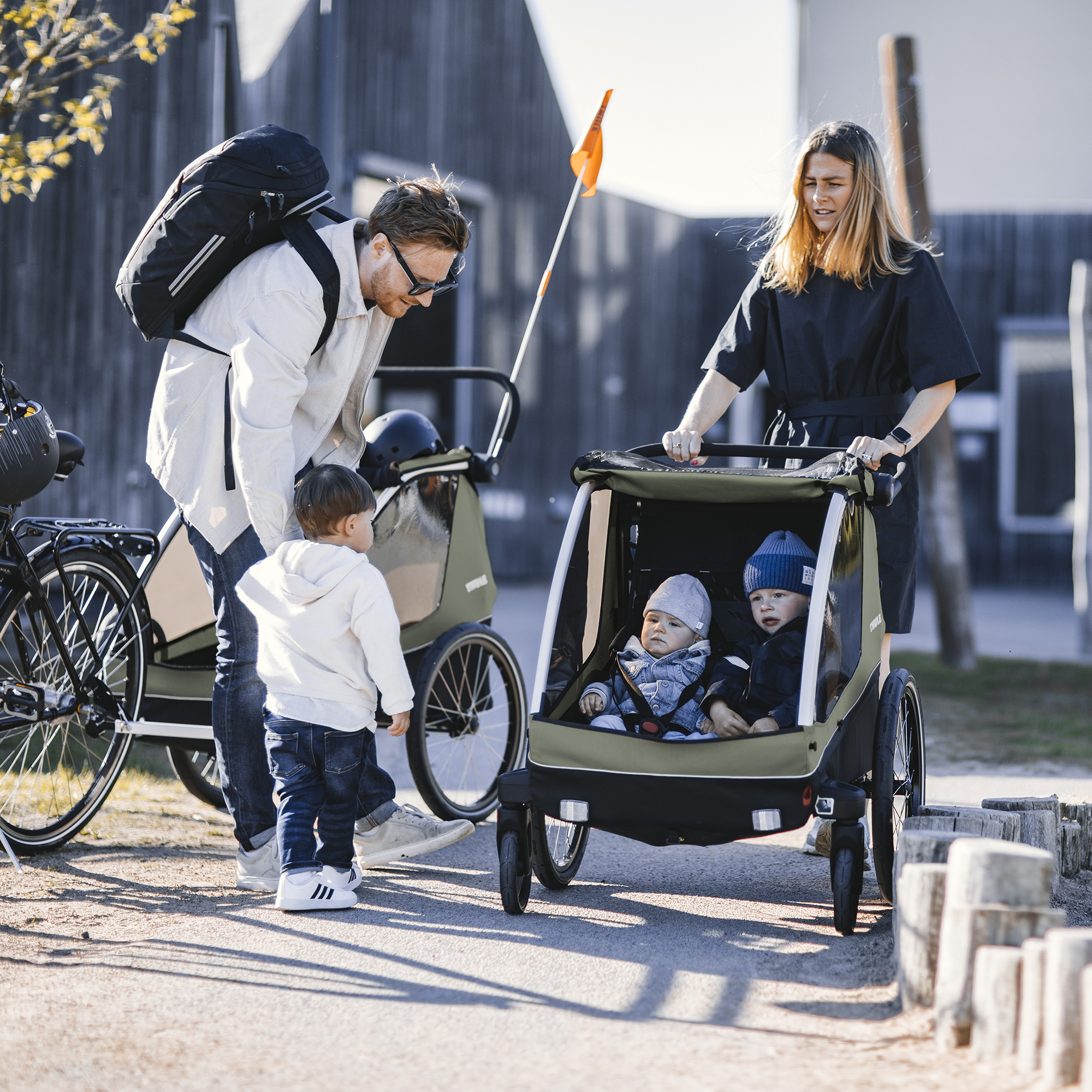 Fahrradanhänger, THULE, Grün – Besonderheit: Anhänger zum Radfahren oder Spazieren