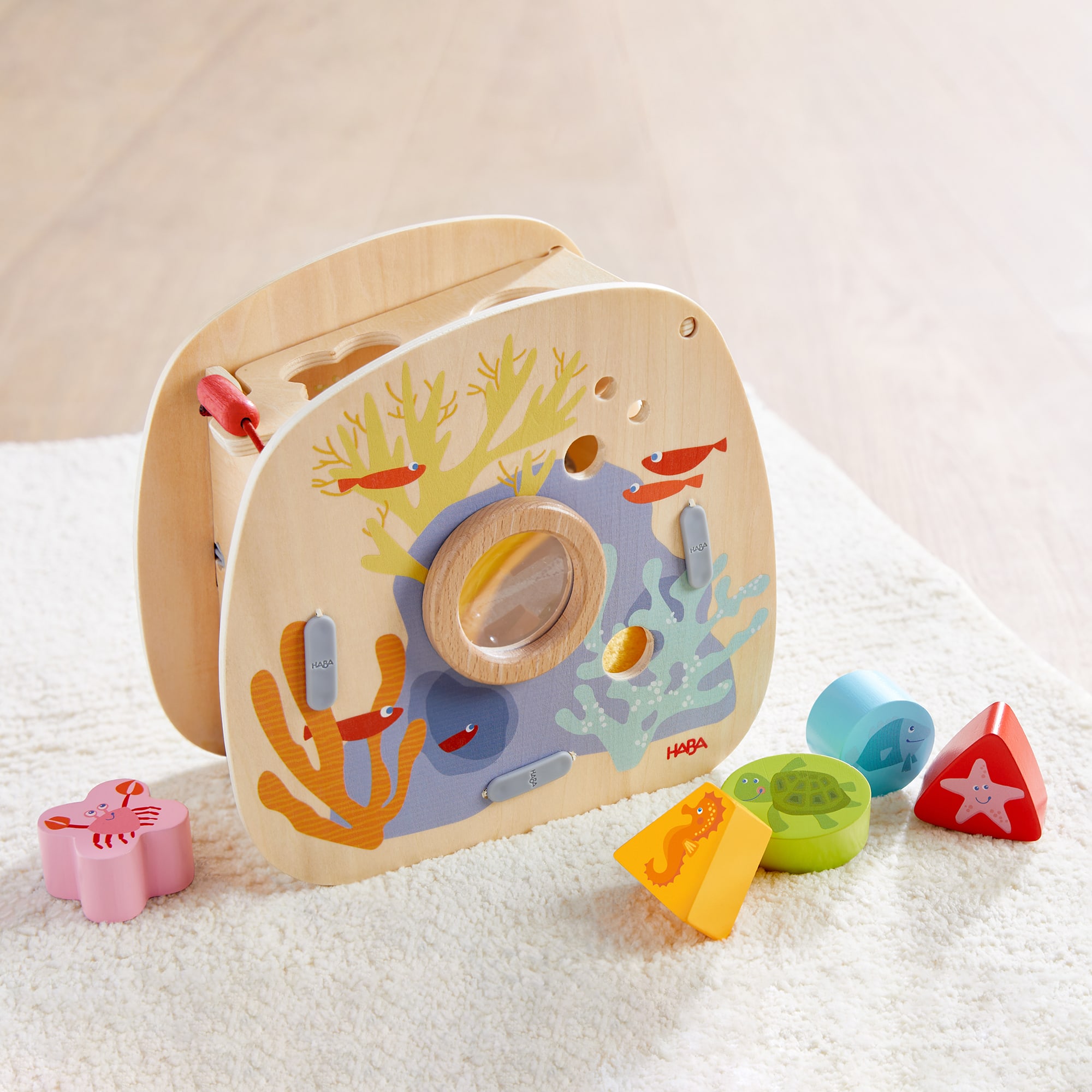 Steckspielzeug, HABA, Mehrfarbig – Besonderheit: mit 5 Holzfiguren zum Sortieren, Puzzeln und Spielen
