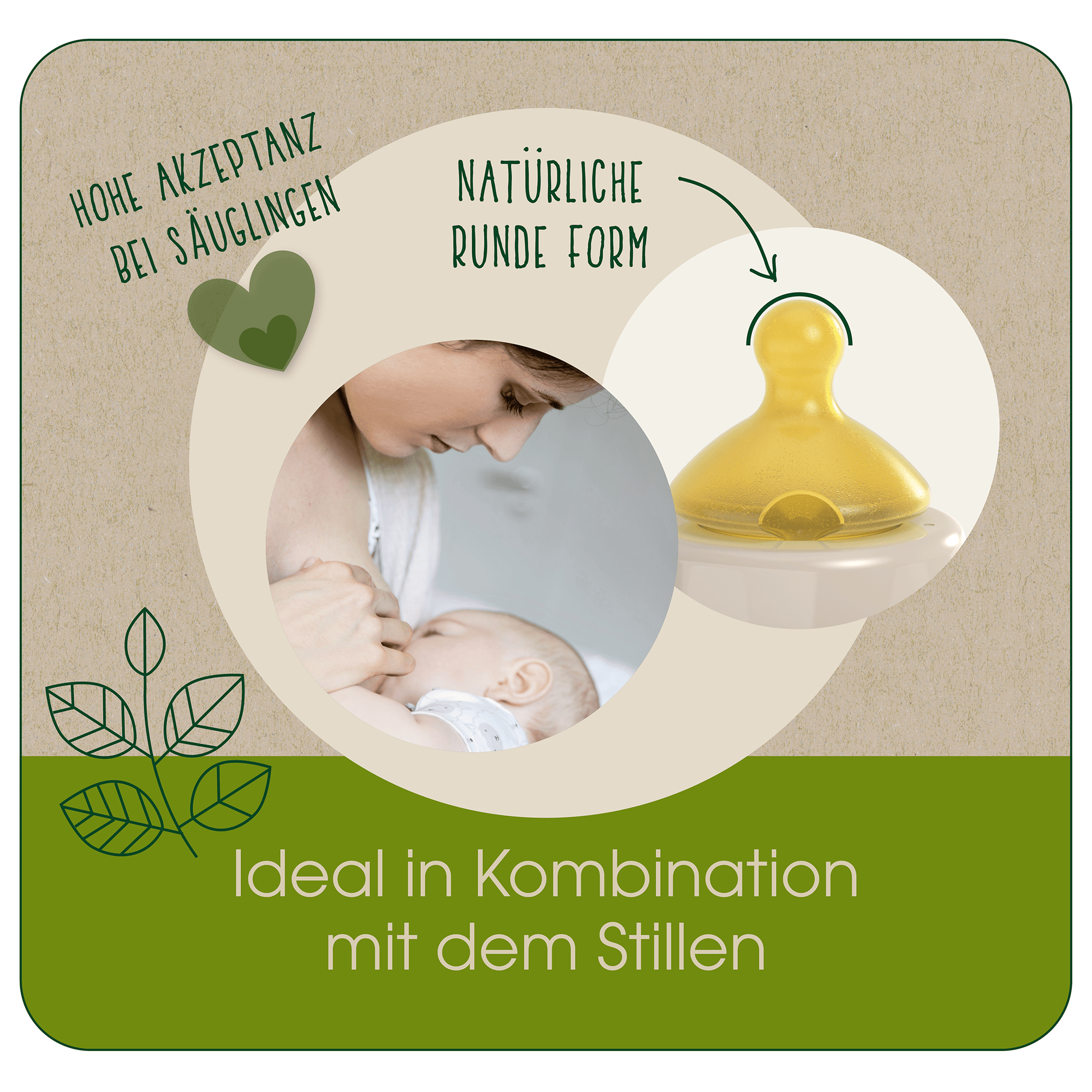 Babyfläschchen, nip, Beige – Produktansicht