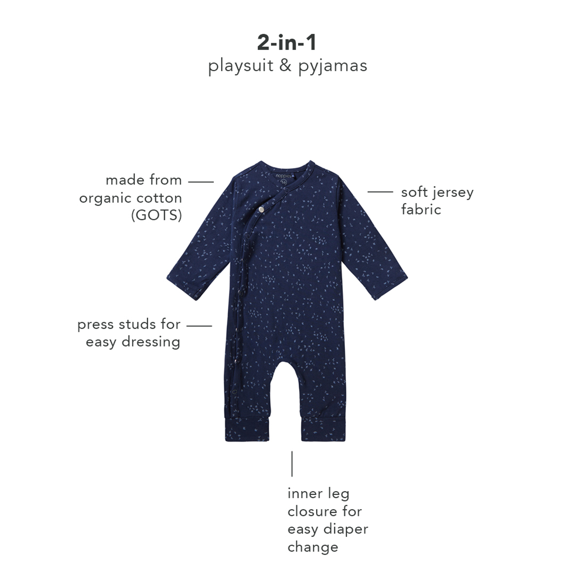 Overalls, noppies, Schwarz – Produktansicht