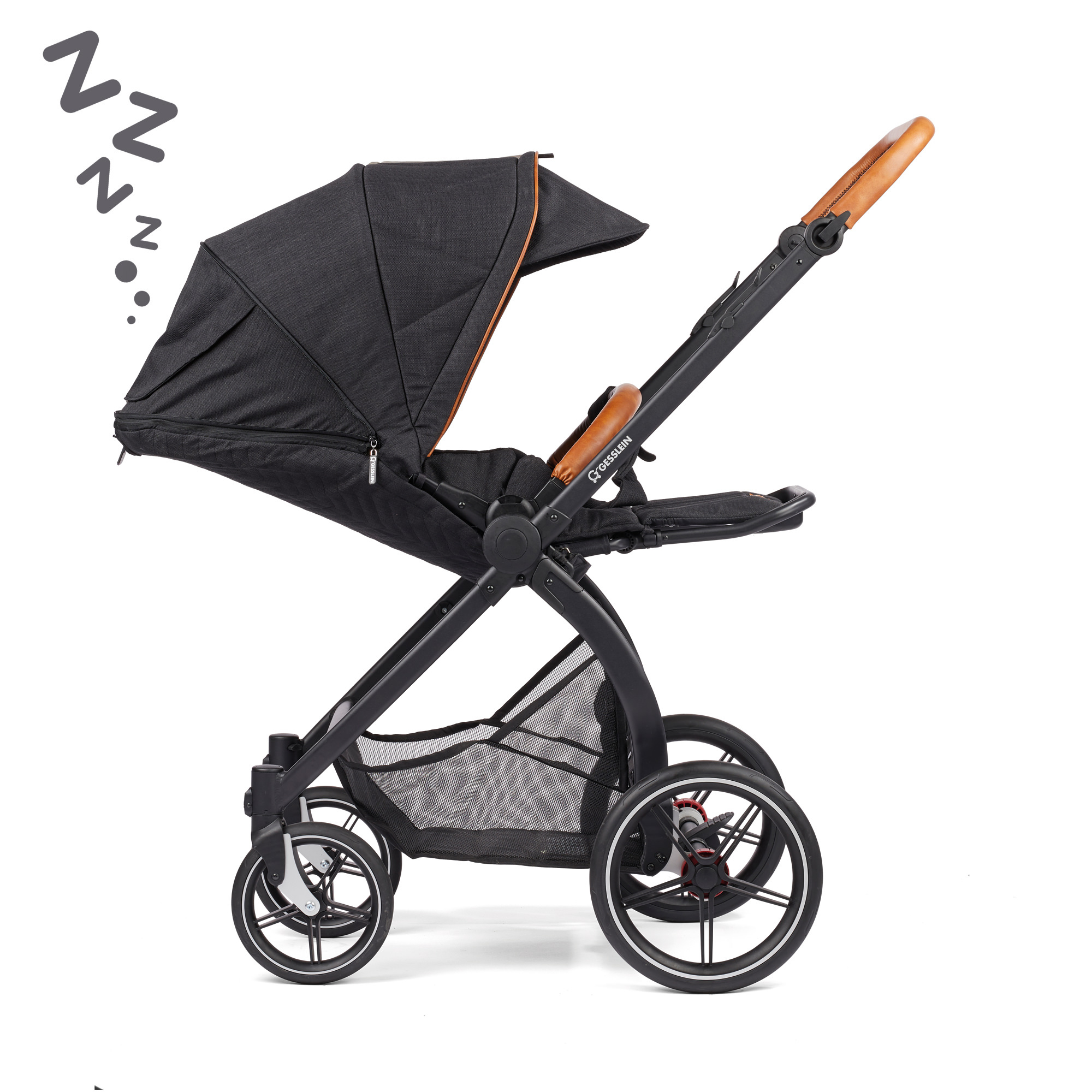 Kombi-Kinderwagen, GESSLEIN, Schwarz – Produktansicht