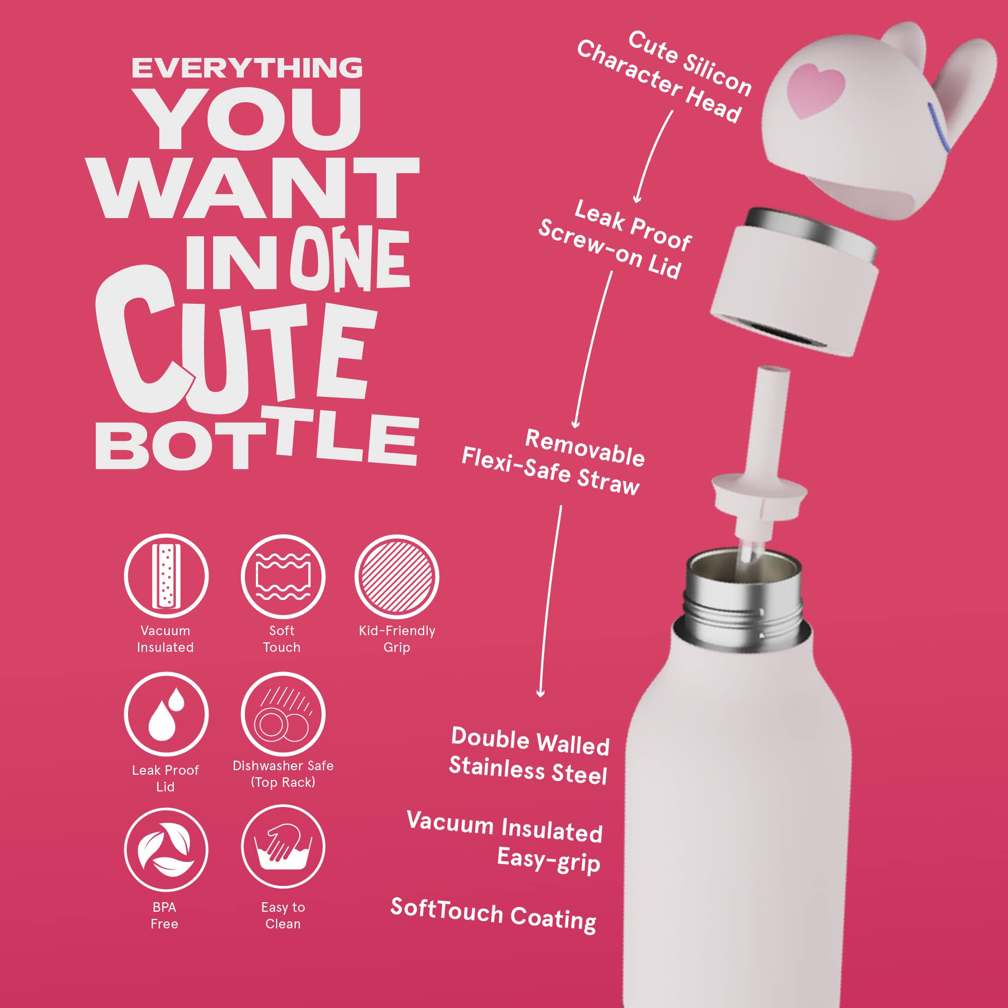 Thermoflaschen, ASOBU, Pink – Produktansicht