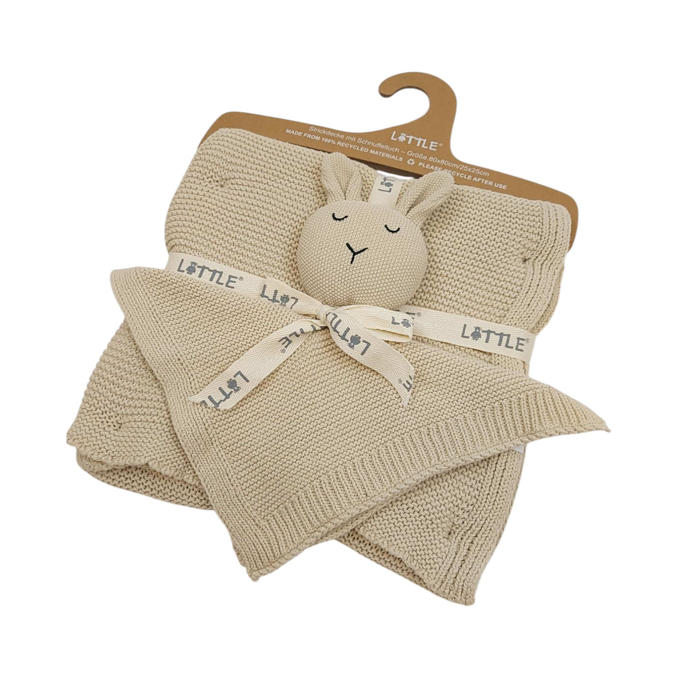 Kuscheldecken, LITTLE, Beige – Besonderheit: Set aus Decke und Schnuffeltuch