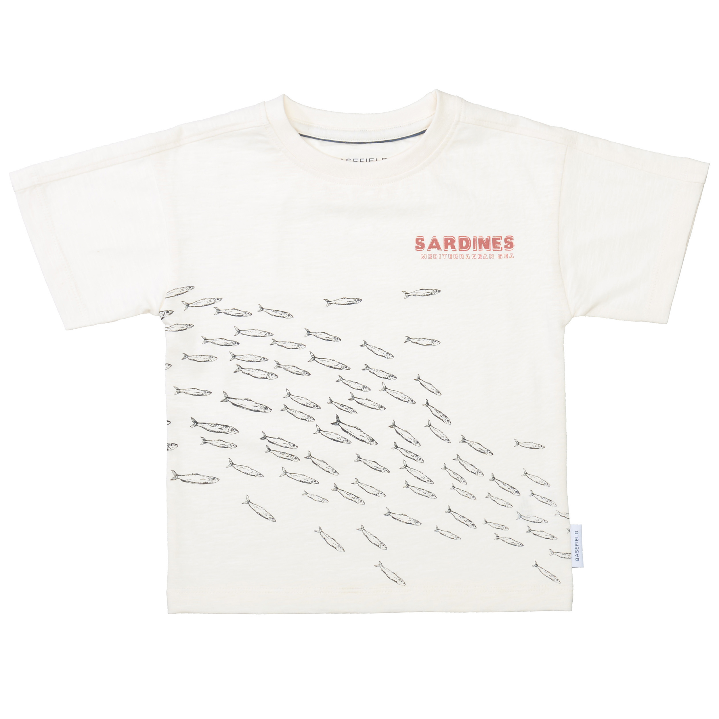 Kurzarmshirts, BASEFIELD, Weiß – Besonderheit: aus 100% Baumwolle