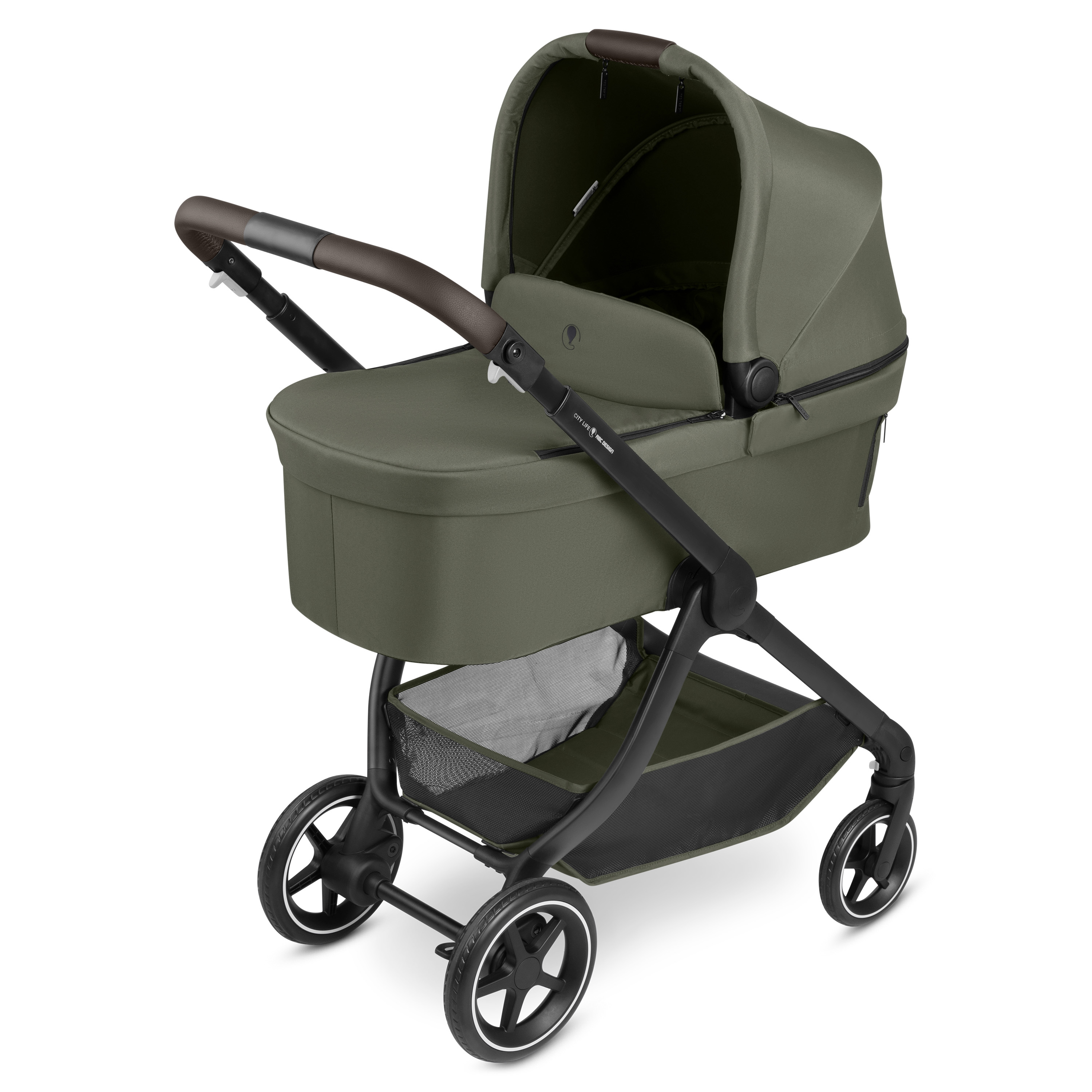 Kombi-Kinderwagen, ABC DESIGN, Grün – Besonderheit: Set bestehend aus Rahmen, Babywanne und Sportsitz sowie Adaptern für den (separat erhältlichen) Maxi-Cosi Tulip Autositz