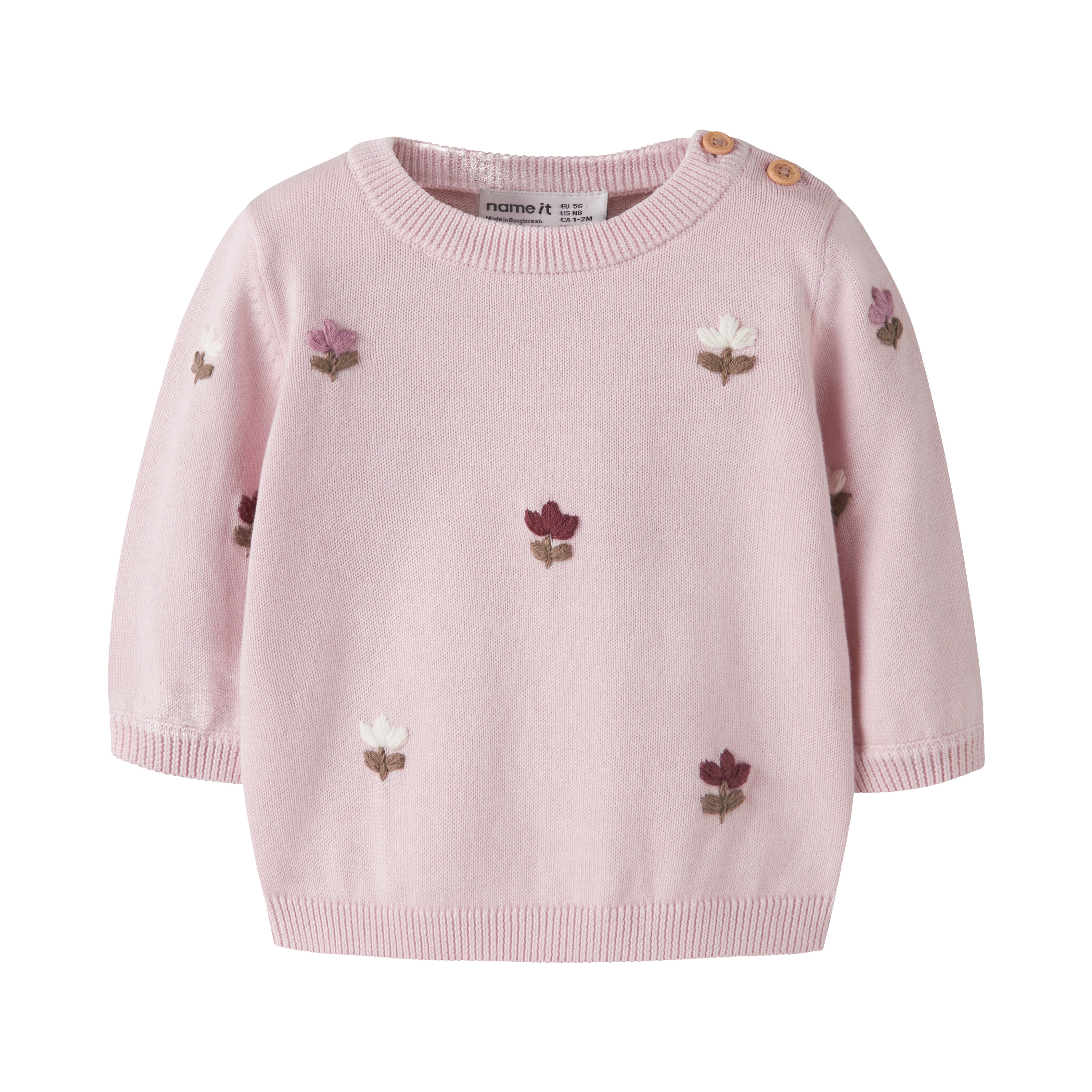 Strickpullover, name it, Pink – Besonderheit: mit Knopfleiste