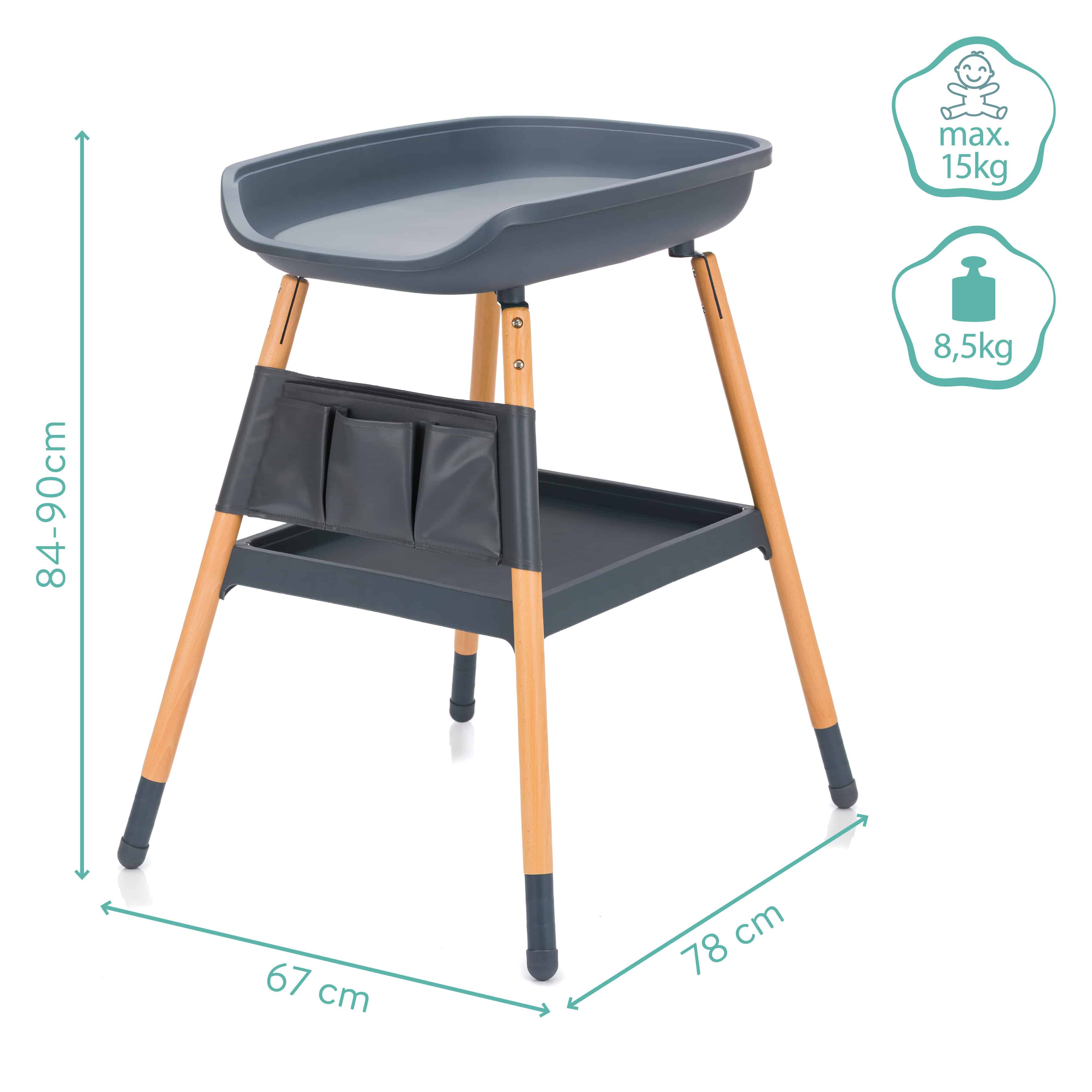 Wickeltische, fillikid, Grau – Produktansicht