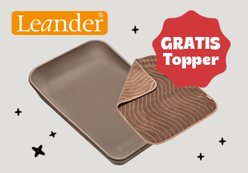 Leander: Gratis Topper zur Wickelauflage Matty. Hellbraun abgebildet.
