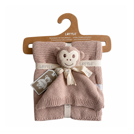 Kuscheldecken, LITTLE, Beige – Besonderheit: Set aus Decke und Schnuffeltuch