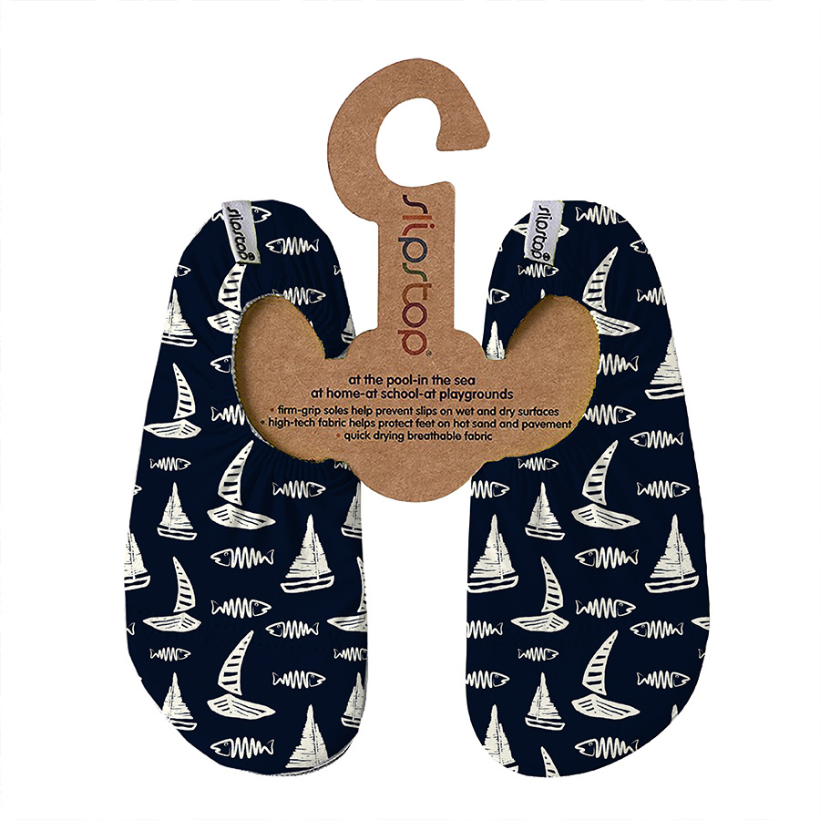 Badeschuhe, slipstop, Blau – Besonderheit: Sohle aus 13% Baumwolle